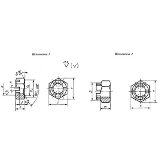 Гайка шестигранная прорезная и корончатая низкая, класс точности А ГОСТ 5933-73 - фото - 1
