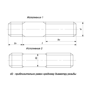 Шпилька с ввинчиваемым концом, класс точности В ГОСТ 22036-76 - фото - 1